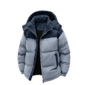 Men'S Hooded Thick Winter Jacket, Featuring a Patchwork Design. the Anti-Slip Filling Layer Effectively Prevents Shifting, and the Windproof Outer Fabric Can Retain Heat. It Is Suitable for Daily and Outdoor Wear in Cold Weather.